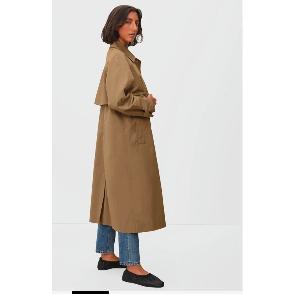 Everlane Long Mac Trench Coat Womens L Cotton Brown Minimalist Capsule Oversized - Picture 9 of 16
